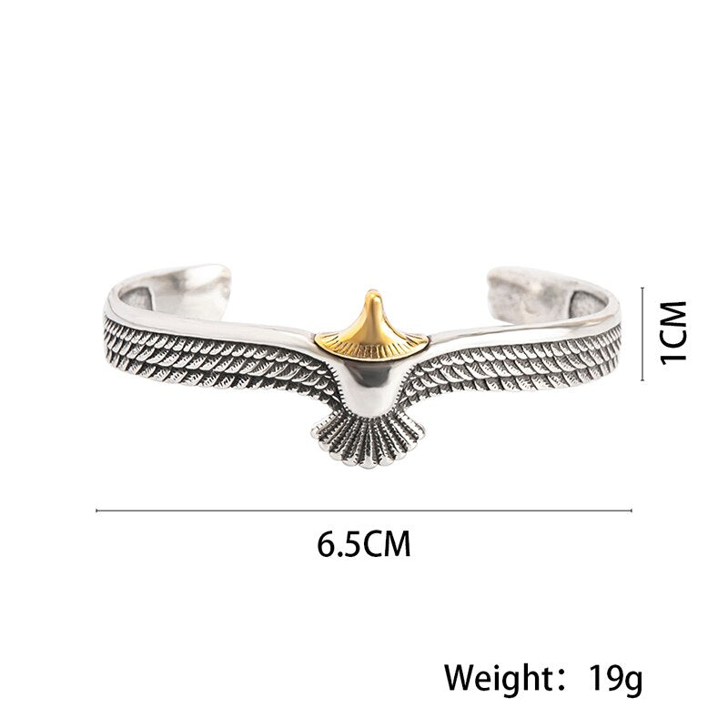 Viking Eagle Cuff Bracelet Adjustable Open Eagle Wings Bangle for Men Women Indian Tribal Wildlife Jewelry Accessories