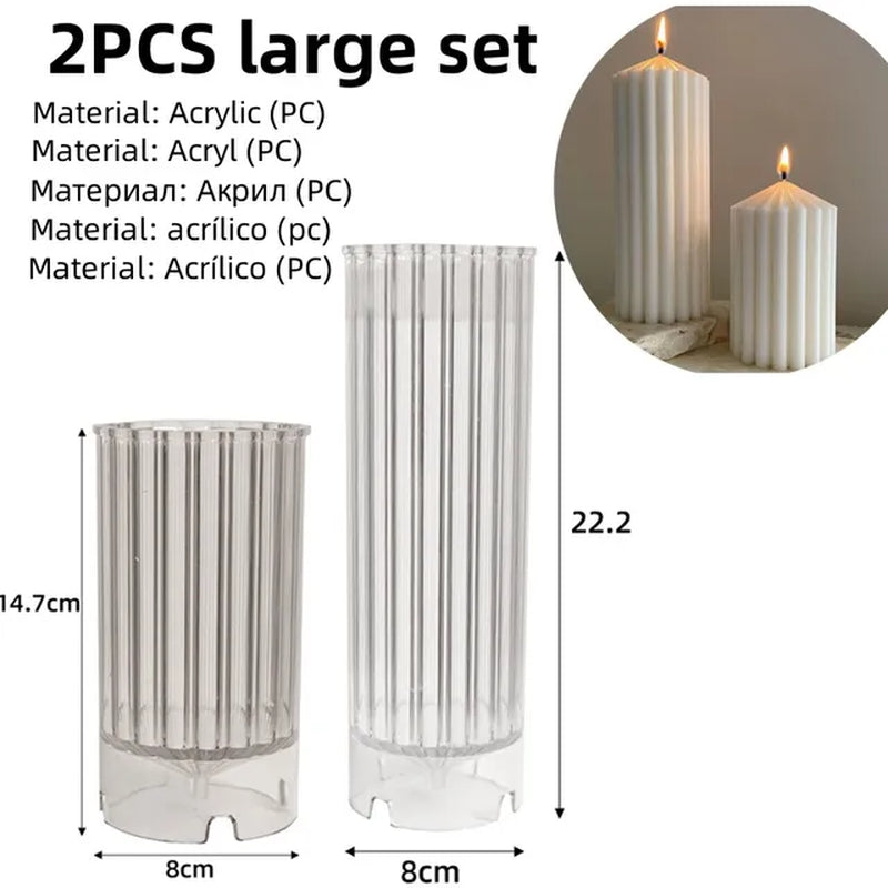 Cylindrical Tall Pillar Candle Molds Ribbed Aesthetic Twist Silicone Mould Geometric Abstract Decora Mold Gifts Craft Home Decor