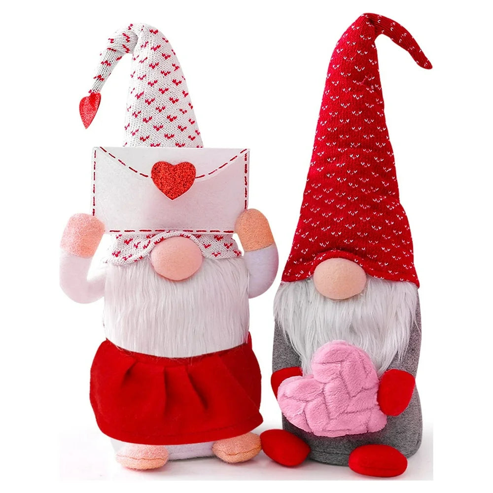 2Pcs Gnome Decor Valentine Day Home Decorations Gnomes Plush Dolls,Mr and Mrs Handmake Scandinavian Tomte for Valentine'S Day Table Ornament,Valentine'S Gifts