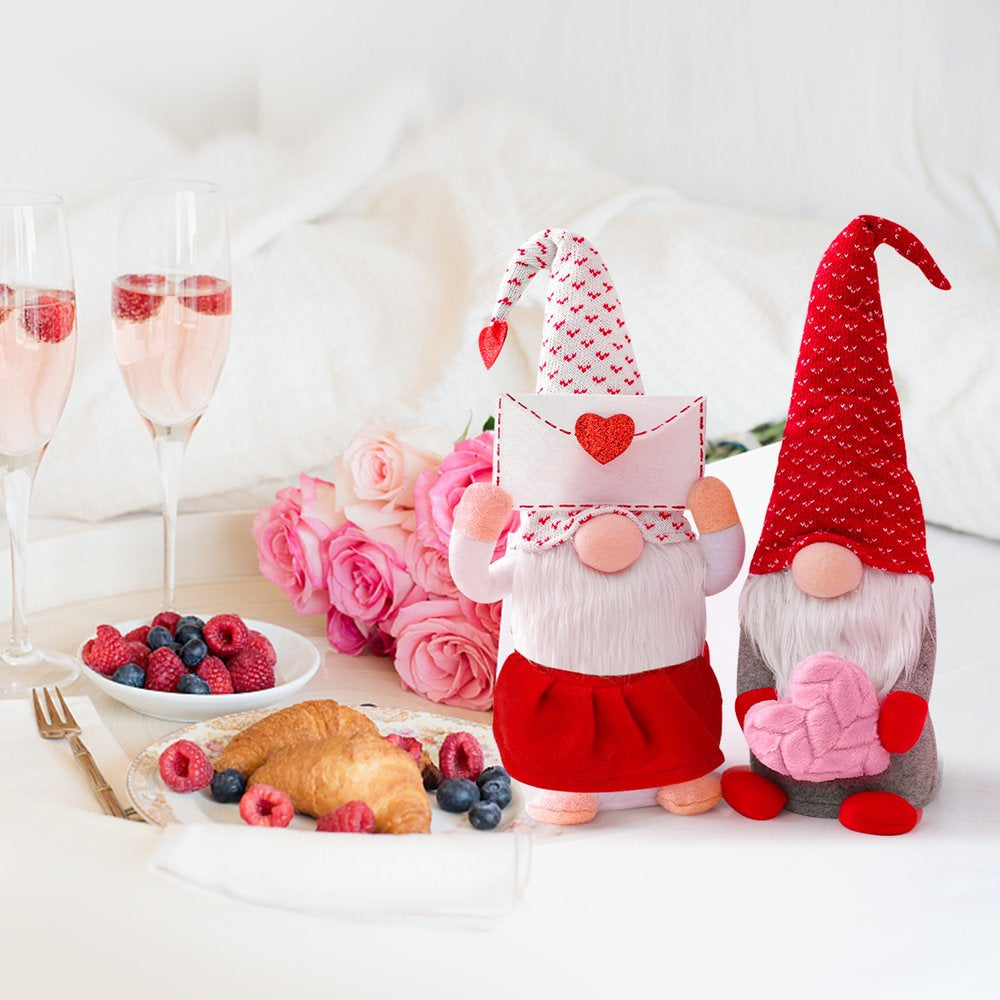 2Pcs Gnome Decor Valentine Day Home Decorations Gnomes Plush Dolls,Mr and Mrs Handmake Scandinavian Tomte for Valentine'S Day Table Ornament,Valentine'S Gifts