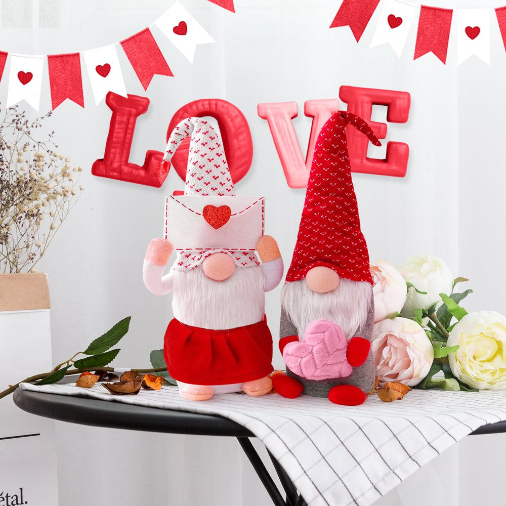 2Pcs Gnome Decor Valentine Day Home Decorations Gnomes Plush Dolls,Mr and Mrs Handmake Scandinavian Tomte for Valentine'S Day Table Ornament,Valentine'S Gifts