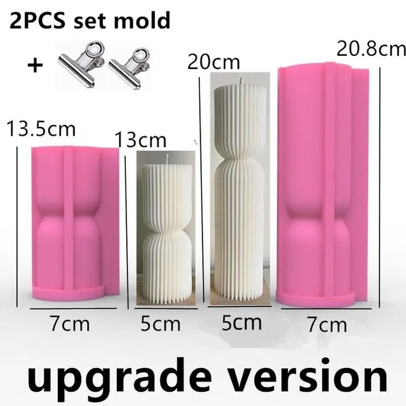 Cylindrical Tall Pillar Candle Molds Ribbed Aesthetic Twist Silicone Mould Geometric Abstract Decora Mold Gifts Craft Home Decor