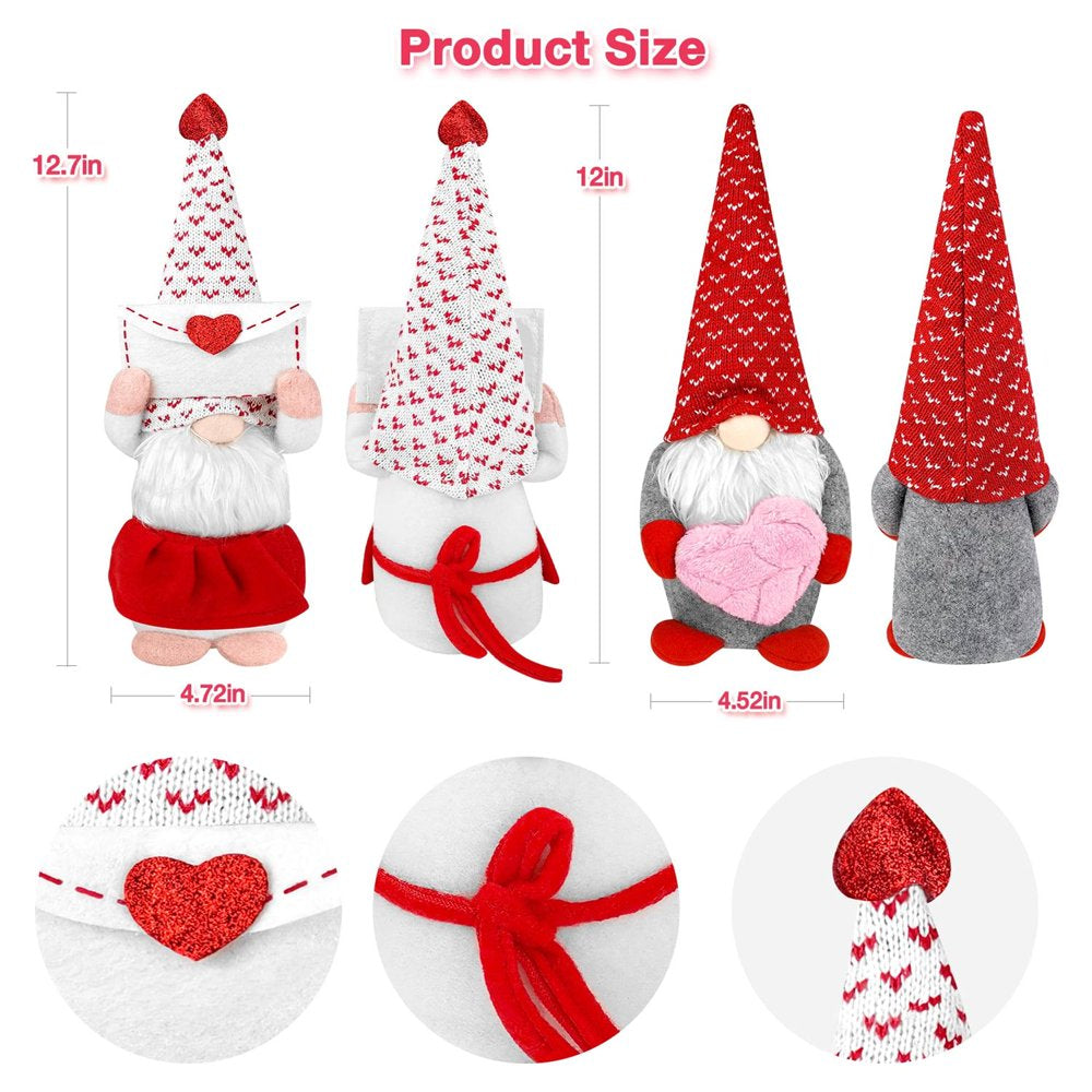 2Pcs Gnome Decor Valentine Day Home Decorations Gnomes Plush Dolls,Mr and Mrs Handmake Scandinavian Tomte for Valentine'S Day Table Ornament,Valentine'S Gifts